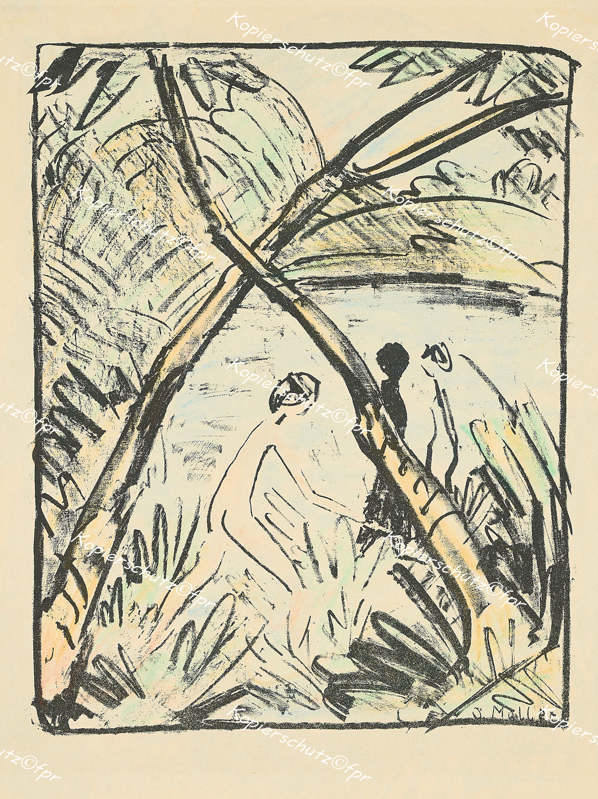 Otto Mueller Akt Erotik Fehmarn Ostsee Schlesien Breslau Brücke Expressionismus