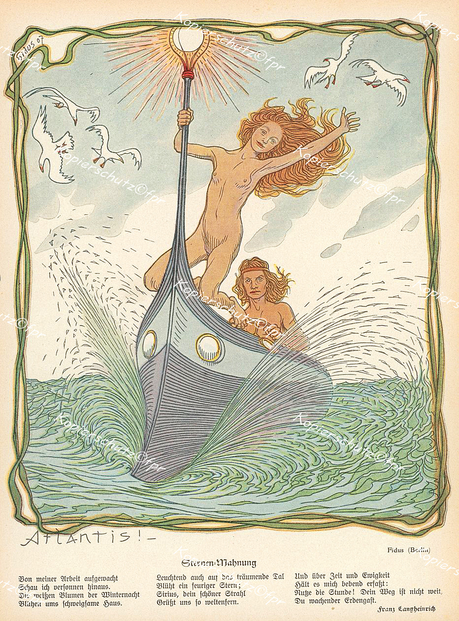 Fidus Akt Erotik Meerjungfrau Atlantis Gedicht Franz Langheinrich Sterne Jugend Jugendstil