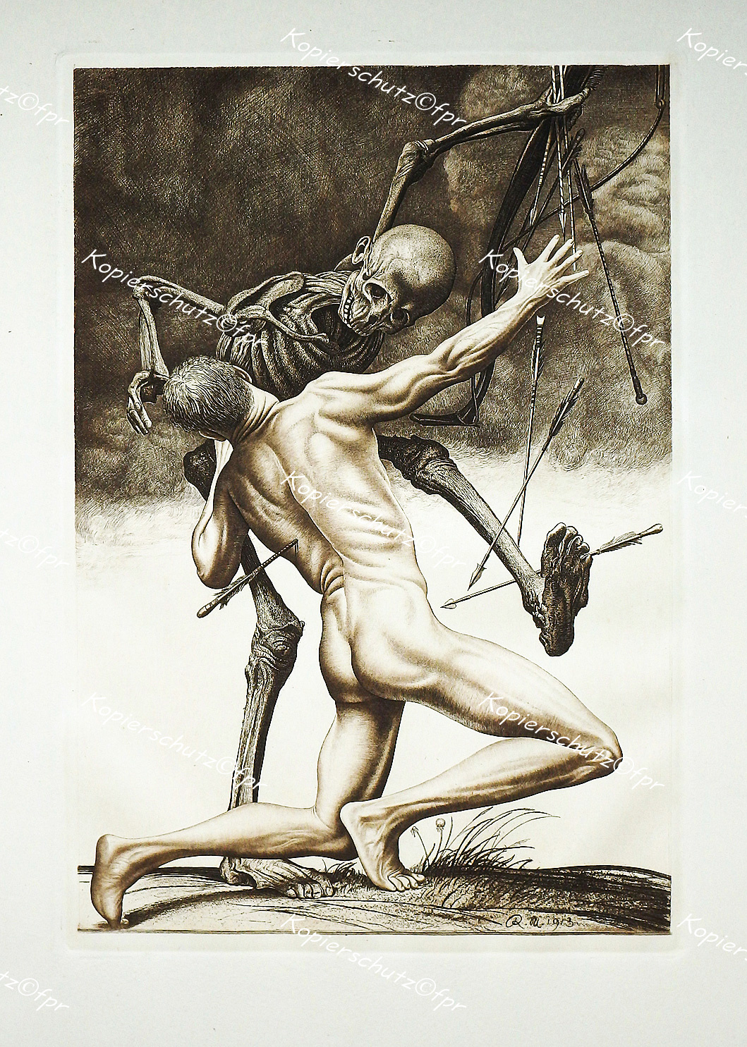 Richard Müller Tschirnitz Böhmen Eger Todeskampf Tod Skelett Pfeil Akt male nude Sebastian