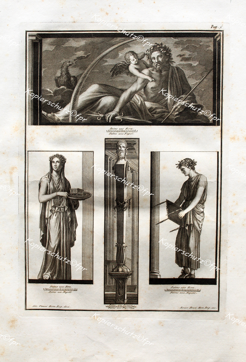 Herculaneum Neapel Ausgrabung Fries Fresko Jupiter Zeus Adler Lorbeer-Kranz Armor Herme Tunika